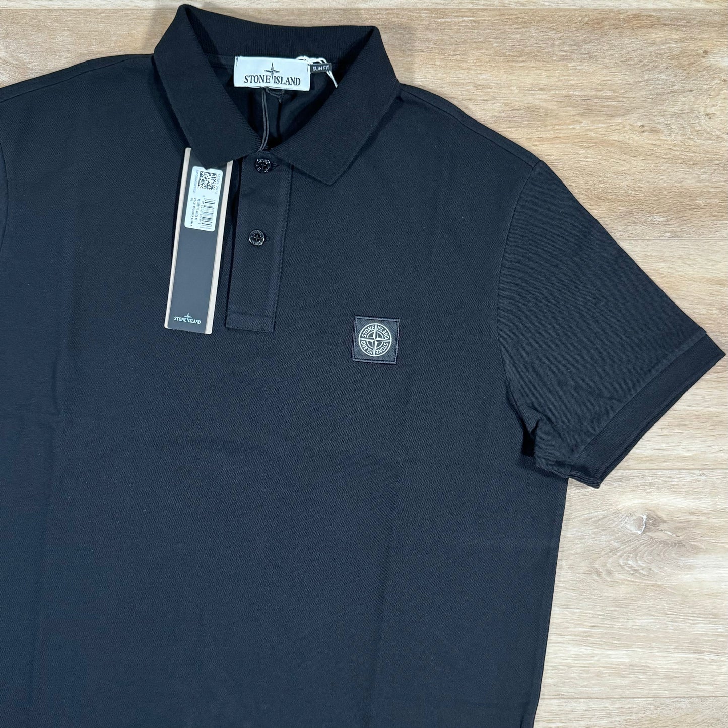 Stone Island Organic Cotton Pique Polo Shirt in Black