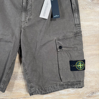 Stone Island Brushed Cotton Cargo Bermuda Shorts in Military Green