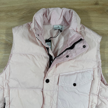 Stone Island Crinkle Reps NY Nylon Down Vest in Pink