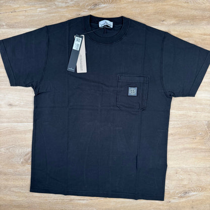 Stone Island Organic Cotton Fissato Effect T-Shirt in Black