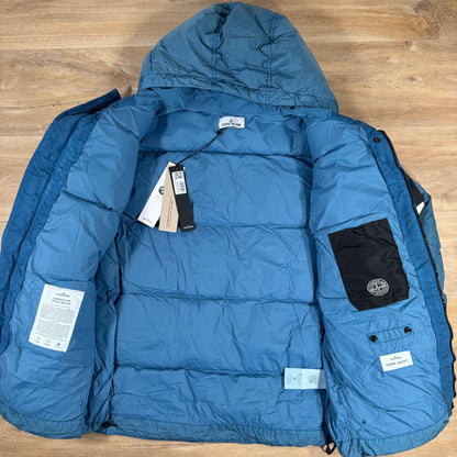 Stone Island Crinkle Reps NY Nylon Down Jacket in Steel Blue