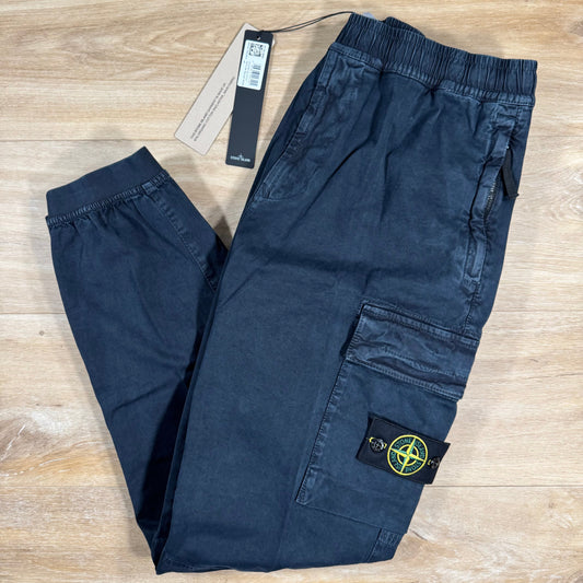 Stone Island Stretch Broken Twill Old Effect Cargo Pants in Navy