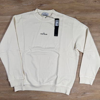 Stone Island Industrial Print Oversized Crewneck Sweatshirt in Ivory