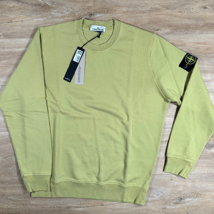 Stone Island Organic Cotton Fleece Crewneck Sweatshirt in Fern Yellow
