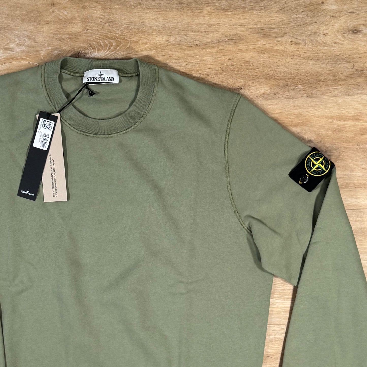 Stone Island Organic Cotton Fleece Crewneck Sweatshirt in Sage Green