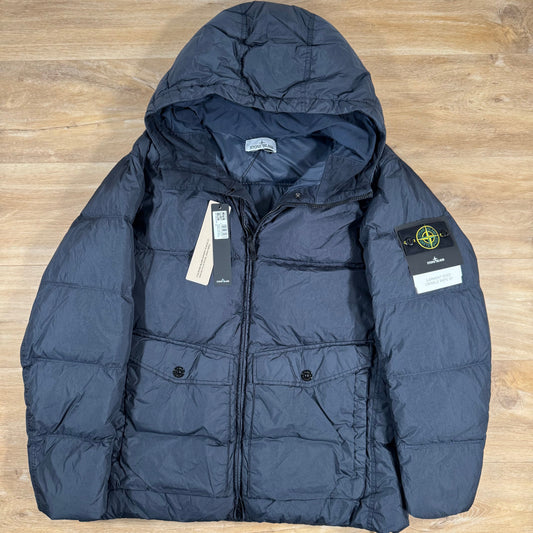 Stone Island Crinkle Reps NY Nylon Down Jacket in Navy