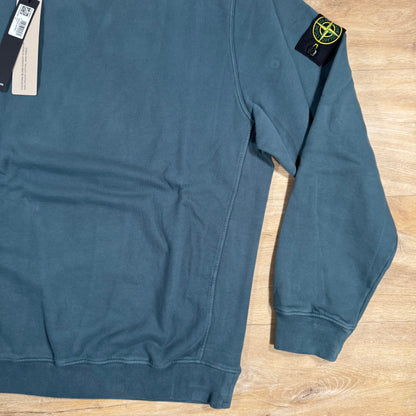 Stone Island Brushed Organic Cotton Fleece Crewneck Sweatshirt in Dark Teal Green