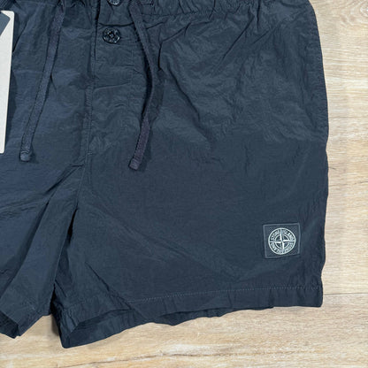 Stone Island Nylon Metal Button Swim Shorts in Black