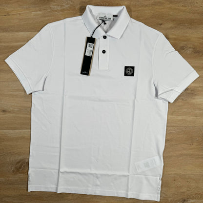 Stone Island Patch Logo Polo Shirt in White