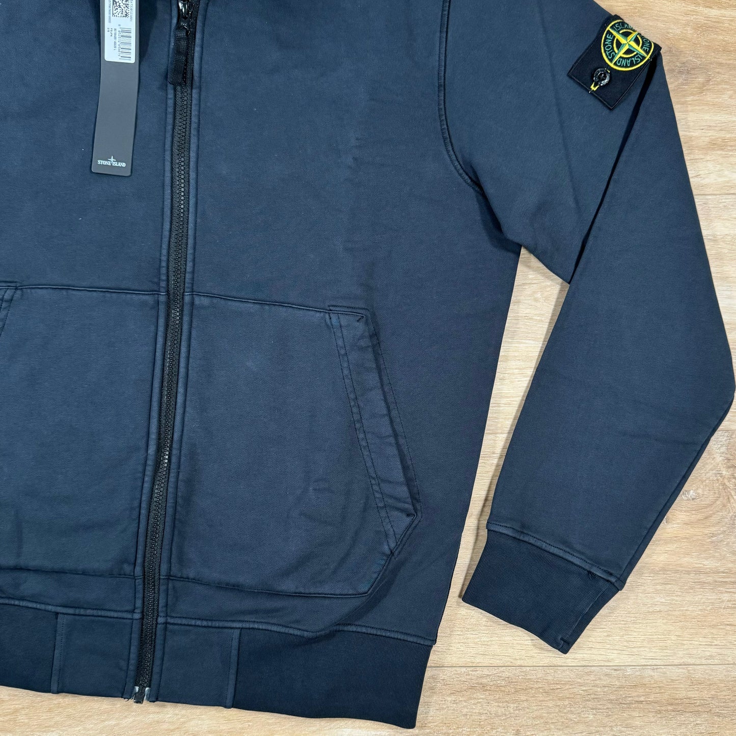 Stone Island Organic Cotton Fleece Full-Zip Sweatshirt in Navy