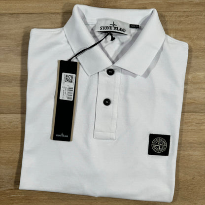 Stone Island Patch Logo Polo Shirt in White