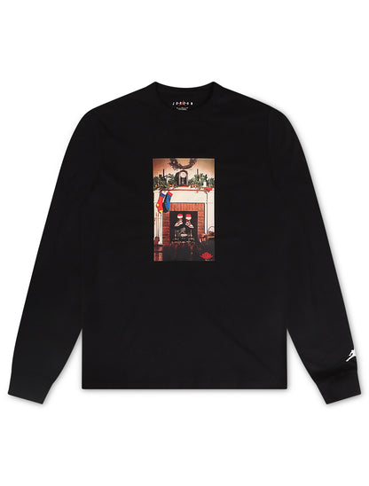 Air Jordan Mens Jumpman Chimney Long Sleeve Tee - Black