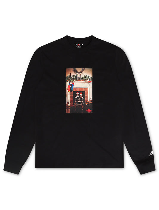 Air Jordan Mens Jumpman Chimney Long Sleeve Tee - Black