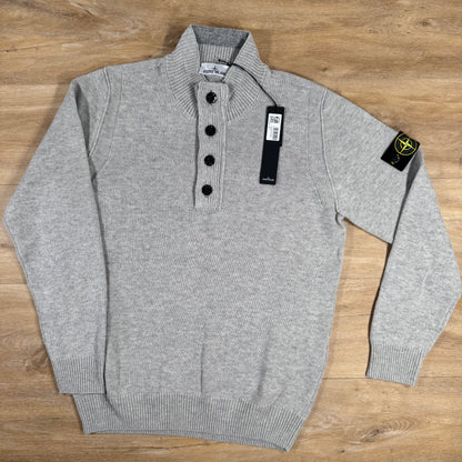Stone Island Lambswool Half-Zip Jumper in Grey Melange
