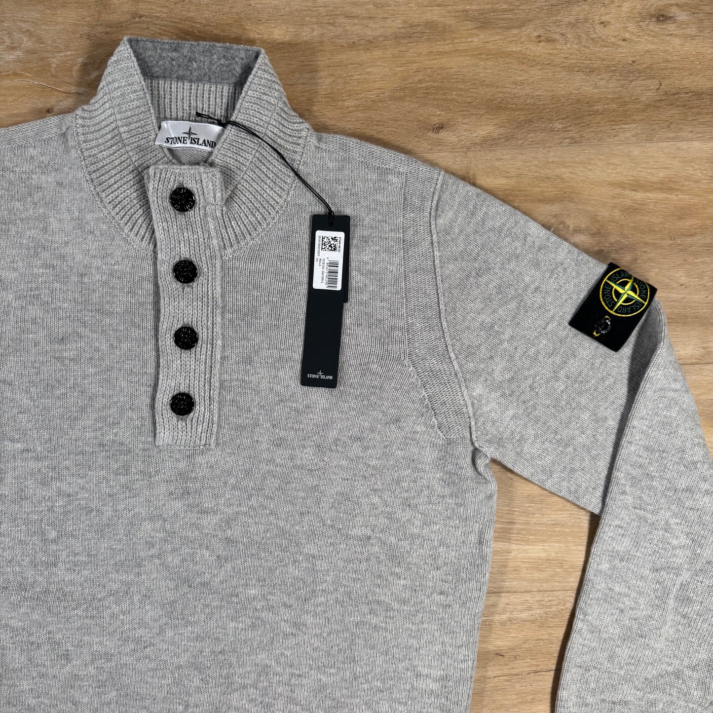 Stone Island Lambswool Half-Zip Jumper in Grey Melange