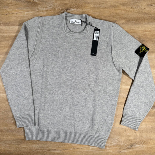 Stone Island Lambswool Crewneck Jumper in Grey Melange