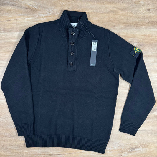 Stone Island Lambswool Half-Zip Jumper in Black