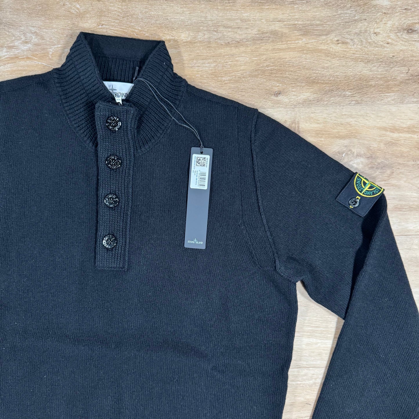 Stone Island Lambswool Half-Zip Jumper in Black