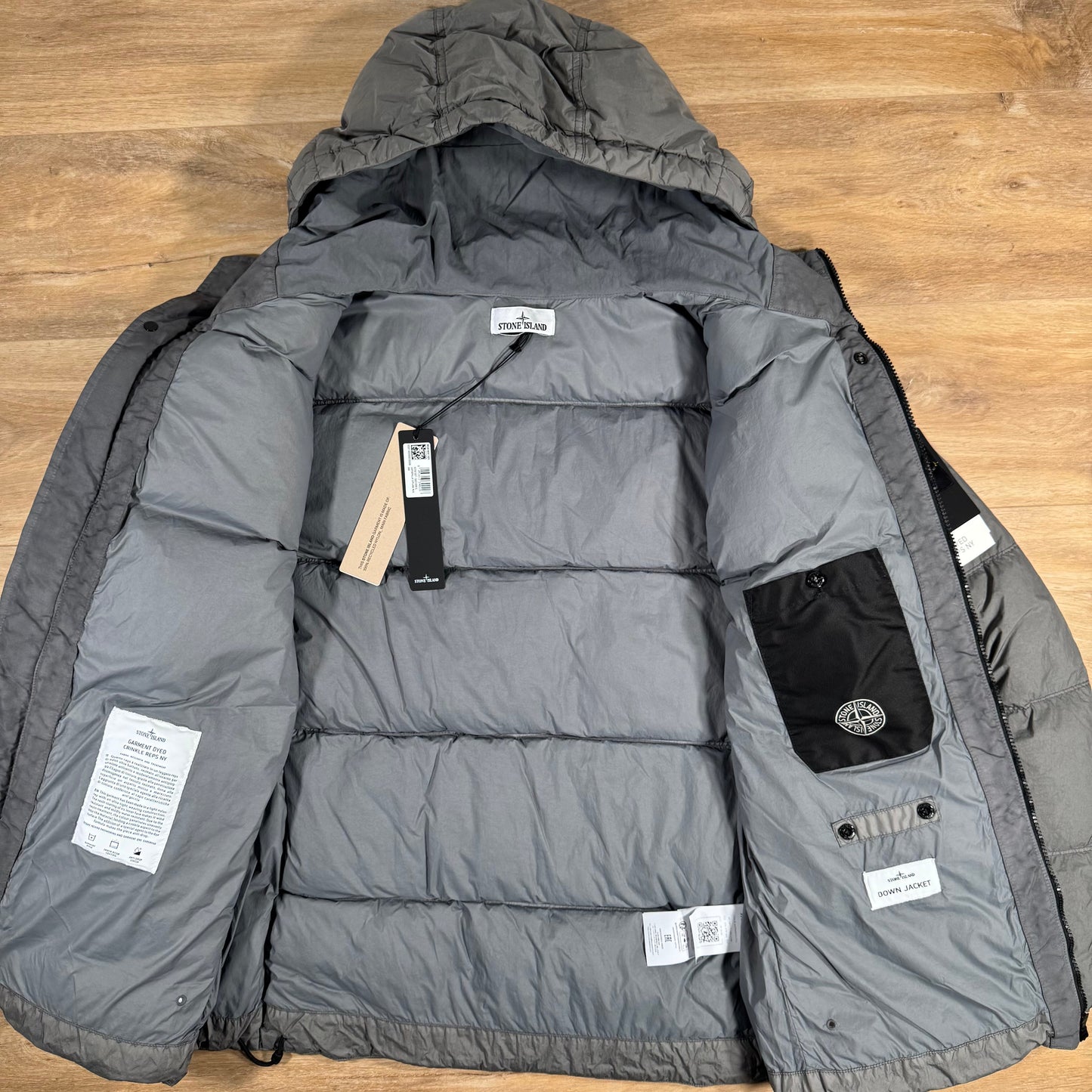 Stone Island Crinkle Reps NY Nylon Down Jacket in Cement