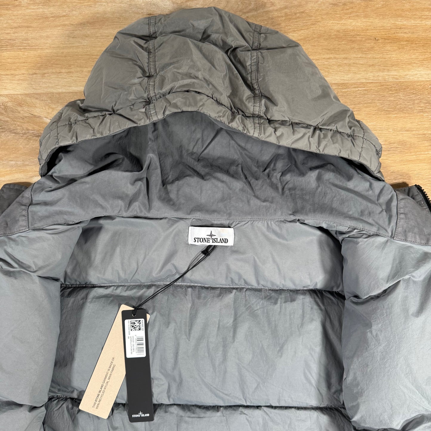 Stone Island Crinkle Reps NY Nylon Down Jacket in Cement