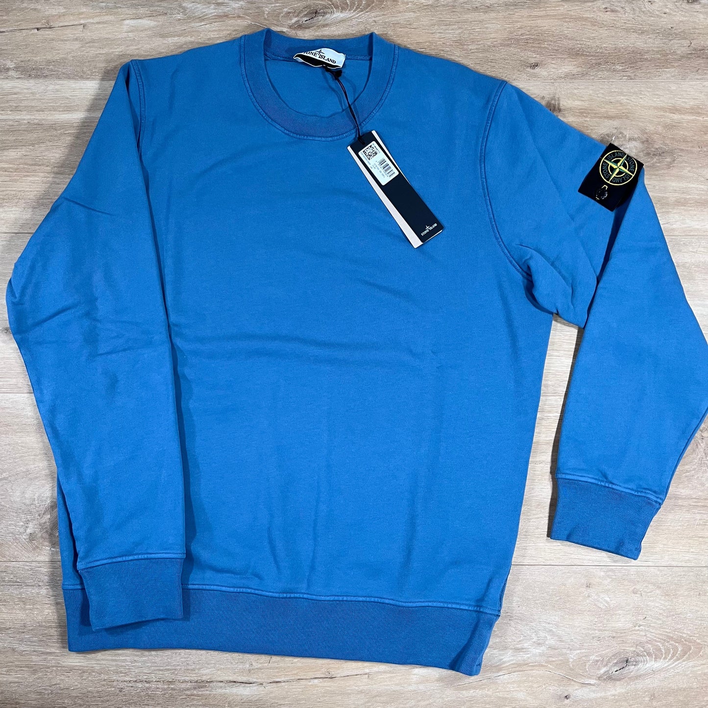 Stone Island Organic Cotton Fleece Crewneck Sweatshirt in Steel Blue