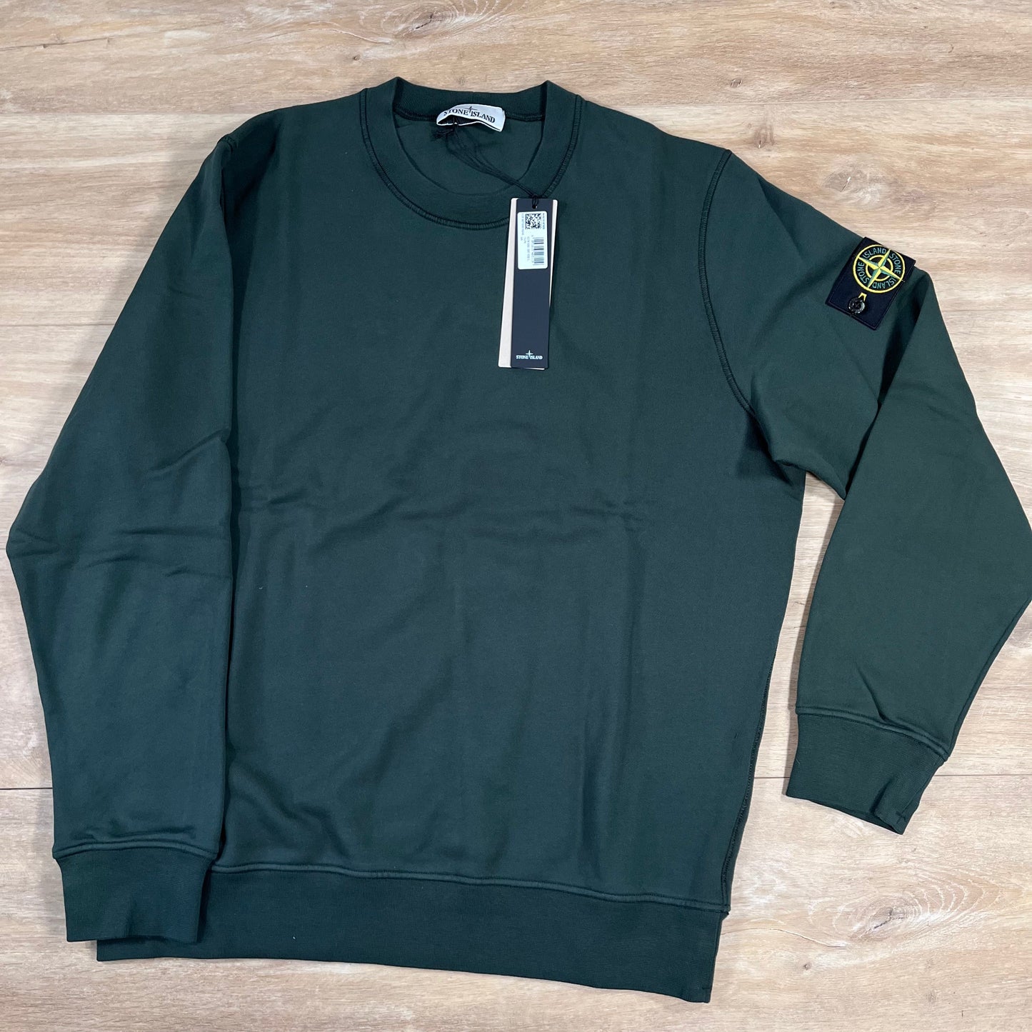 Stone Island Organic Cotton Fleece Crewneck Sweatshirt in Juniper Green
