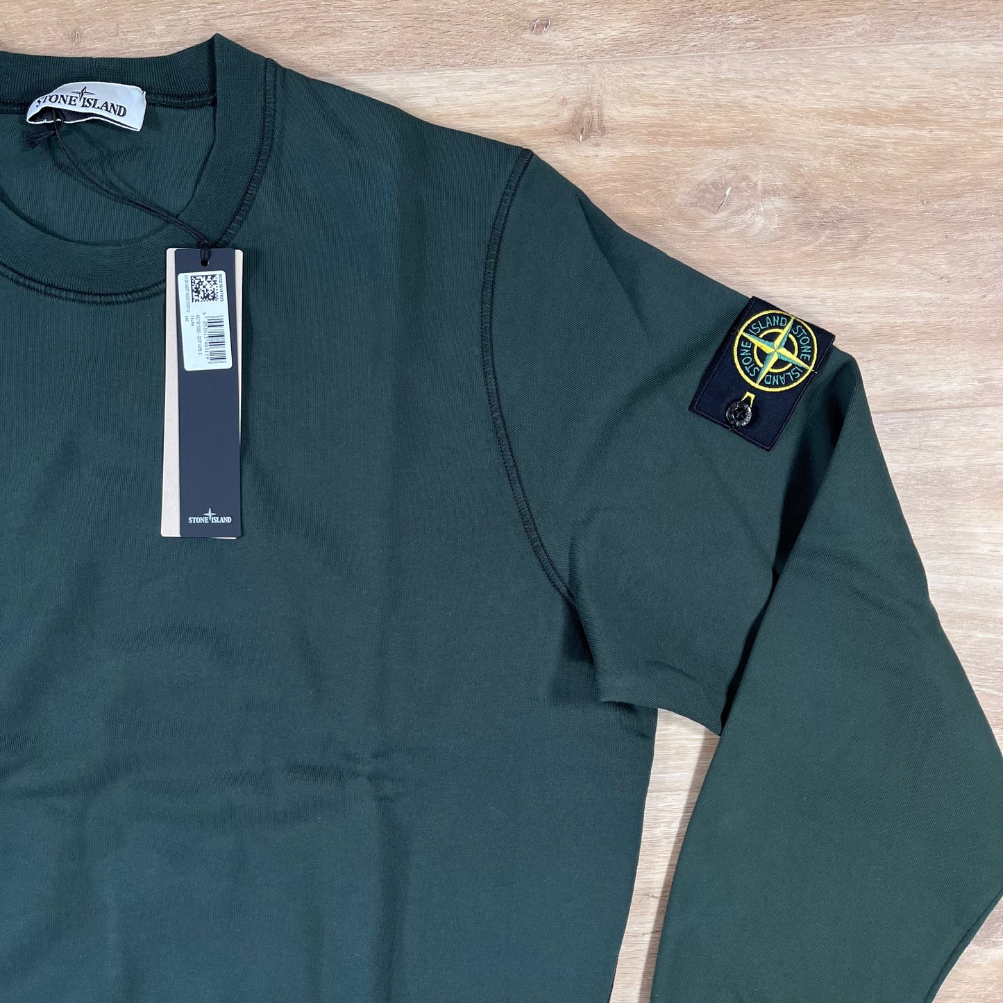 Stone Island Organic Cotton Fleece Crewneck Sweatshirt in Juniper Green