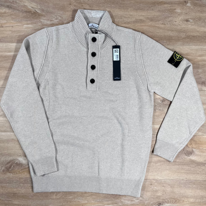 Stone Island Lambswool Half-Zip Jumper in Desert