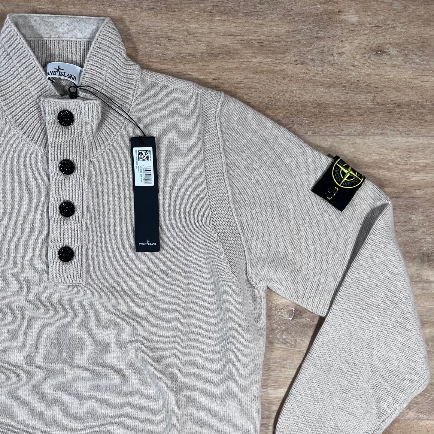 Stone Island Lambswool Half-Zip Jumper in Desert