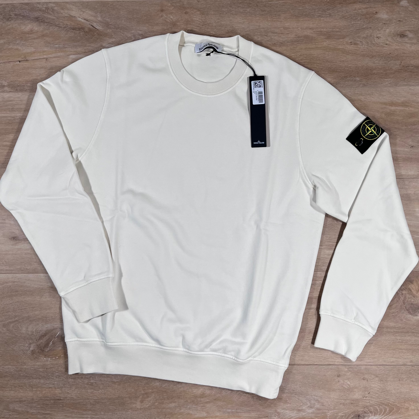 Stone Island Organic Cotton Fleece Crewneck Sweatshirt in Ivory