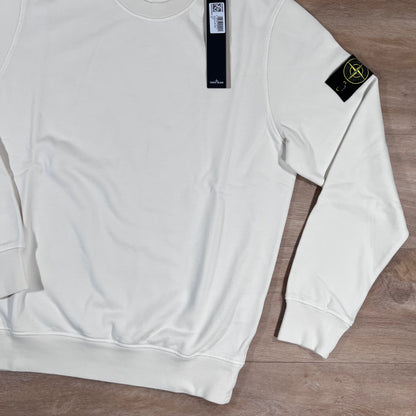 Stone Island Organic Cotton Fleece Crewneck Sweatshirt in Ivory
