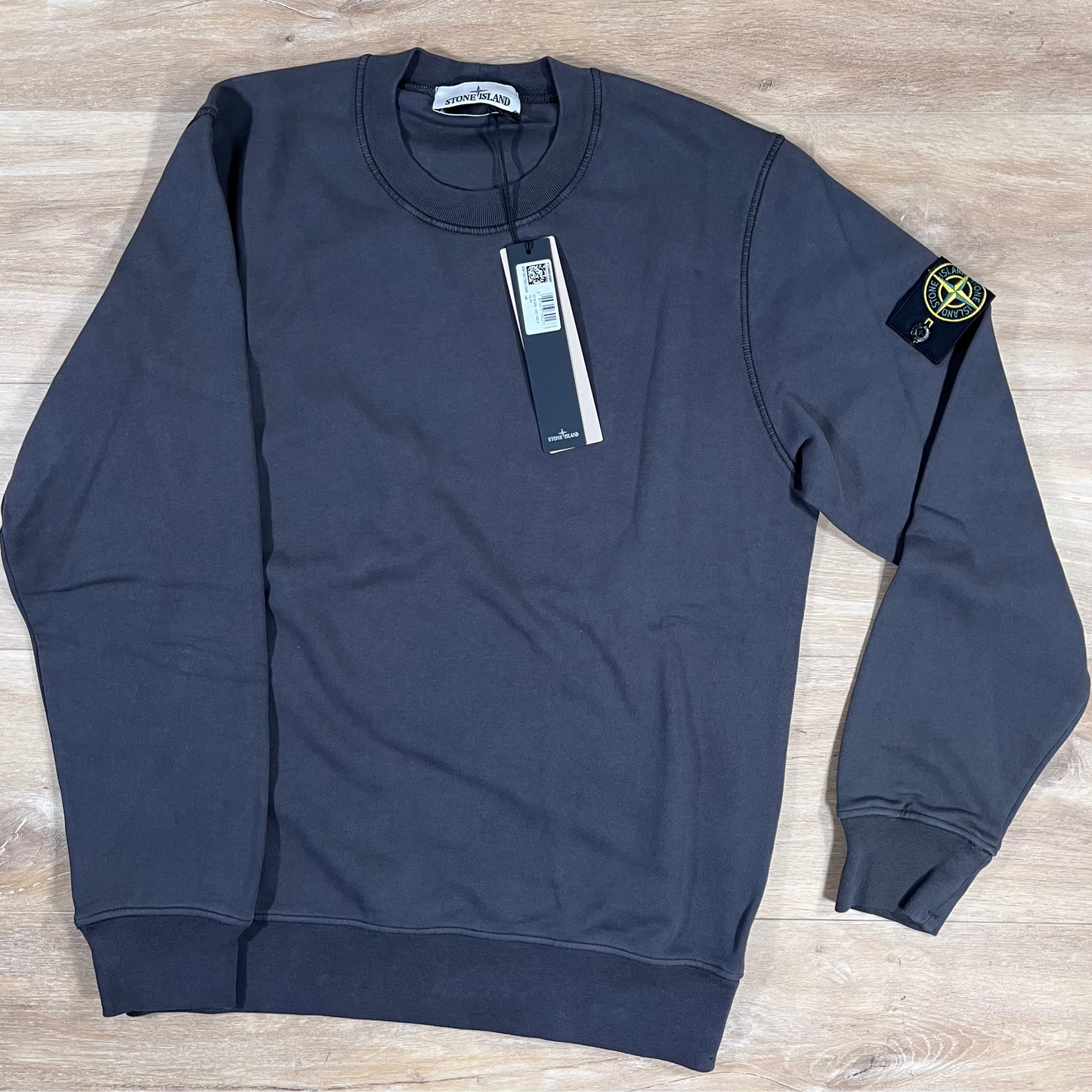Stone Island Organic Cotton Fleece Crewneck Sweatshirt in Lead Grey