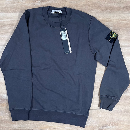 Stone Island Organic Cotton Fleece Crewneck Sweatshirt in Lead Grey