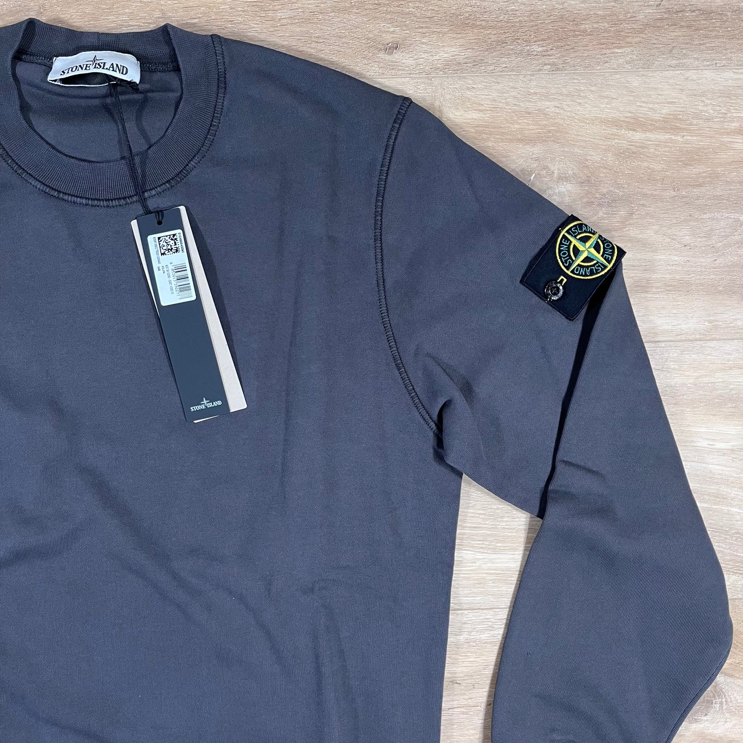 Stone Island Organic Cotton Fleece Crewneck Sweatshirt in Lead Grey