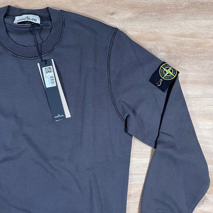 Stone Island Organic Cotton Fleece Crewneck Sweatshirt in Lead Grey