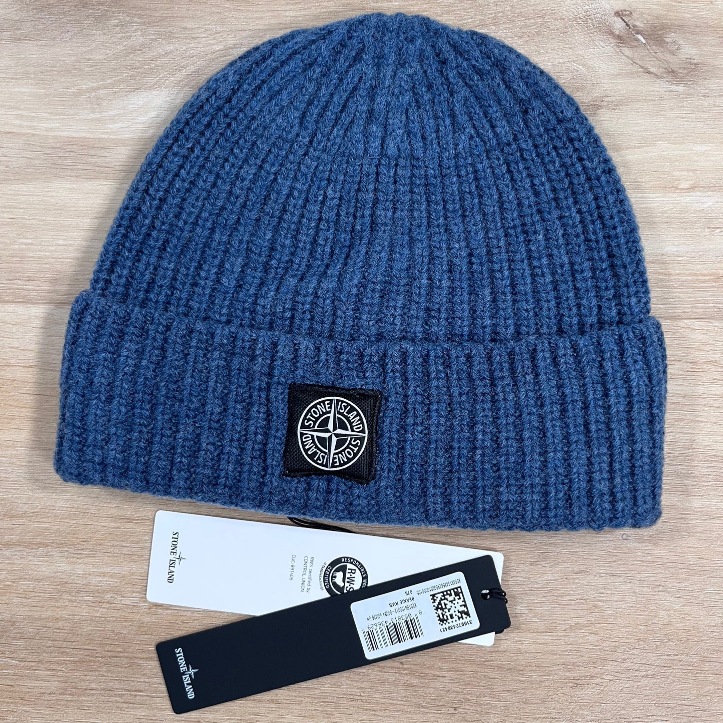Stone Island RWS Geelong Wool Beanie in Steel Blue