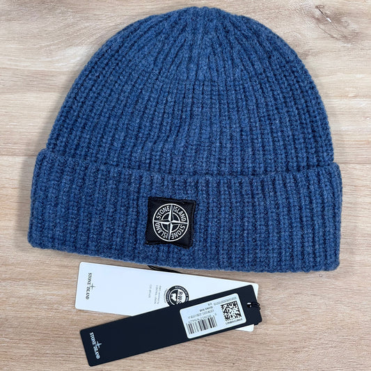 Stone Island RWS Geelong Wool Beanie in Steel Blue