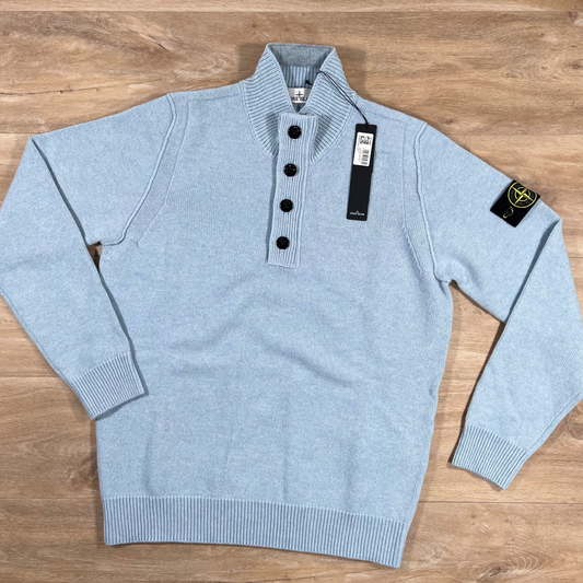 Stone Island Lambswool Half-Zip Jumper in Sky Blue