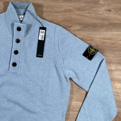 Stone Island Lambswool Half-Zip Jumper in Sky Blue