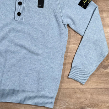 Stone Island Lambswool Half-Zip Jumper in Sky Blue