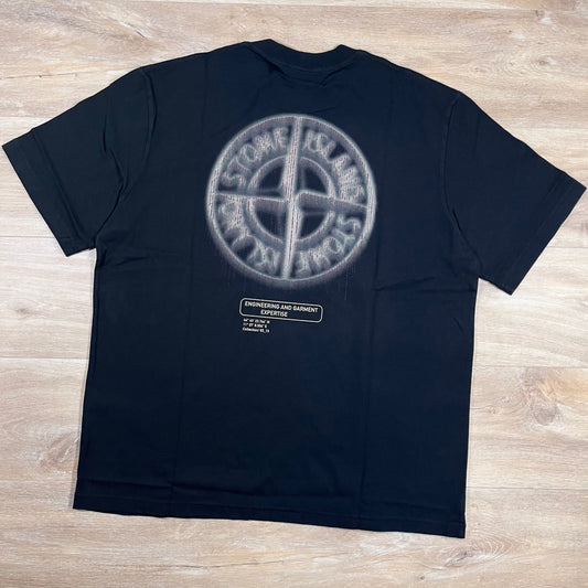 Stone Island 'Bleeding Numbers' Print T-Shirt in Black