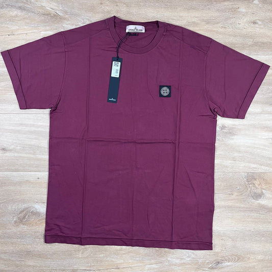 Stone Island Patch Logo T-Shirt in Dark Burgundy