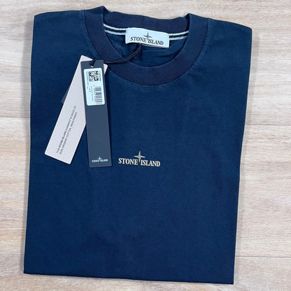 Stone Island 'Bleeding Numbers' Print T-Shirt in Navy