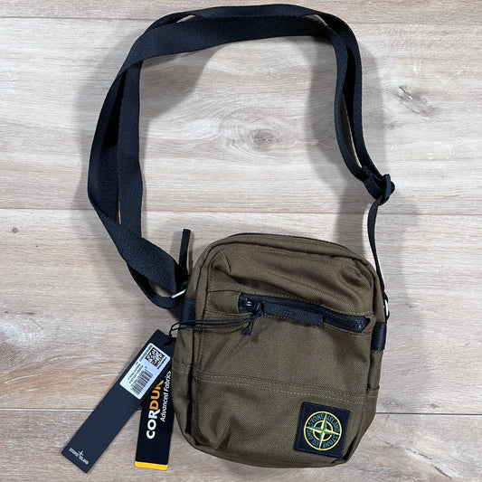 Stone Island Resin Treated Cordura 1500 Pouch Bag in Olive