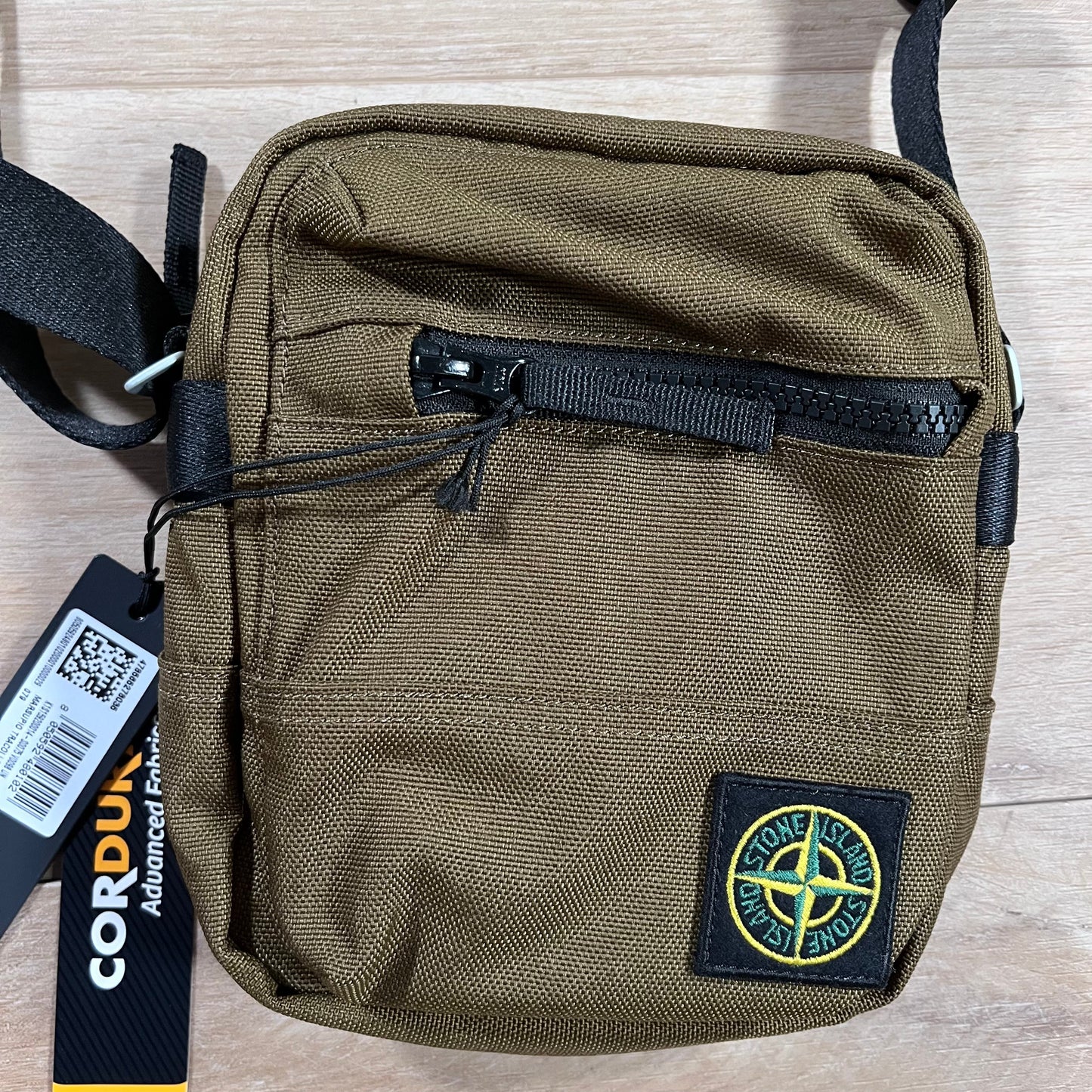 Stone Island Resin Treated Cordura 1500 Pouch Bag in Olive