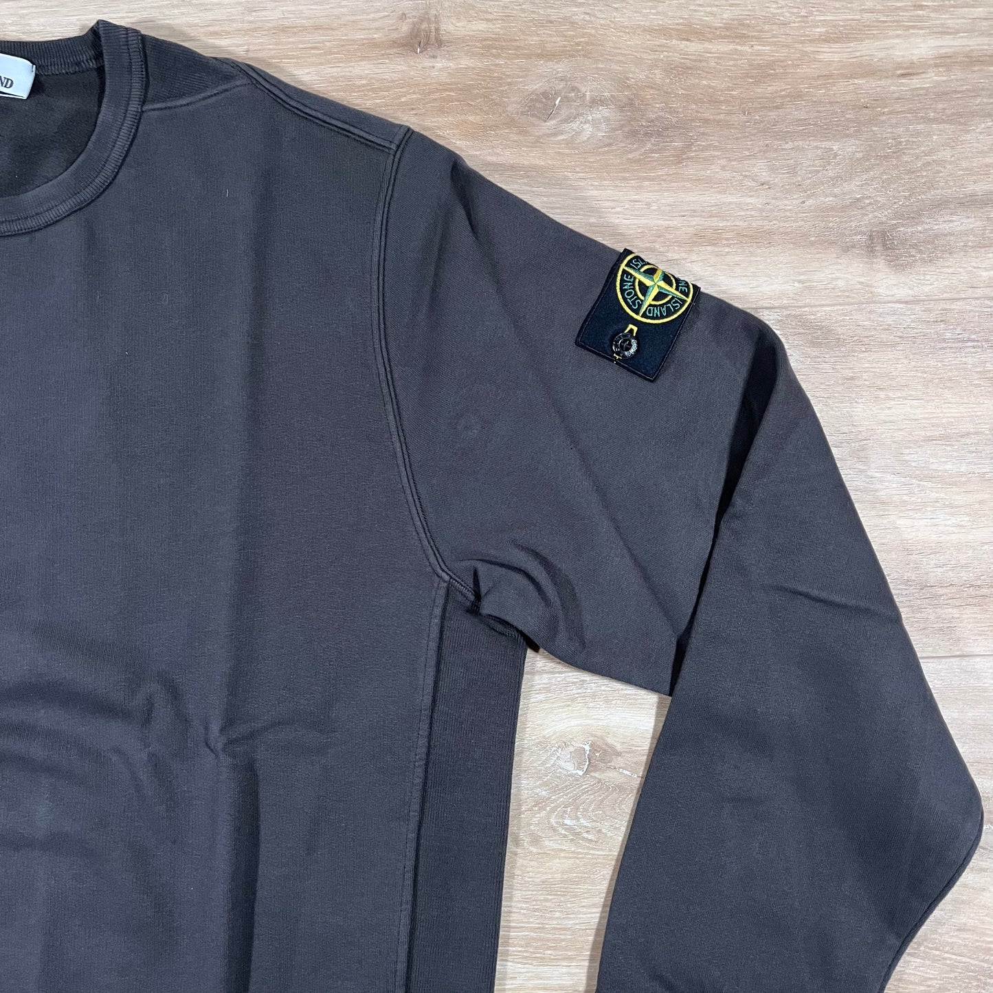 Stone Island Brushed Organic Cotton Fleece Crewneck Sweatshirt in Lead Grey