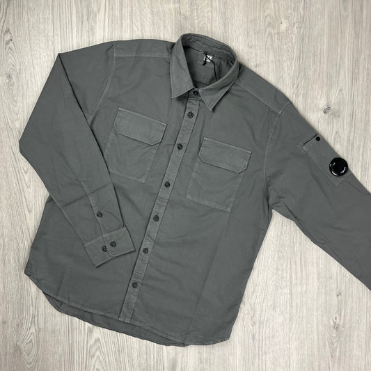 CP Company Button Overshirt - Smoked Pearl