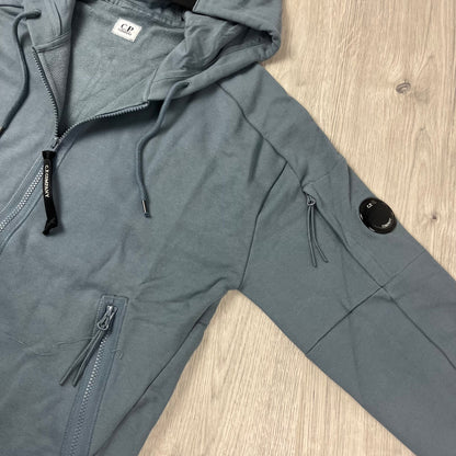 CP Company Raised Fleece Zip Hoodie - Stormy