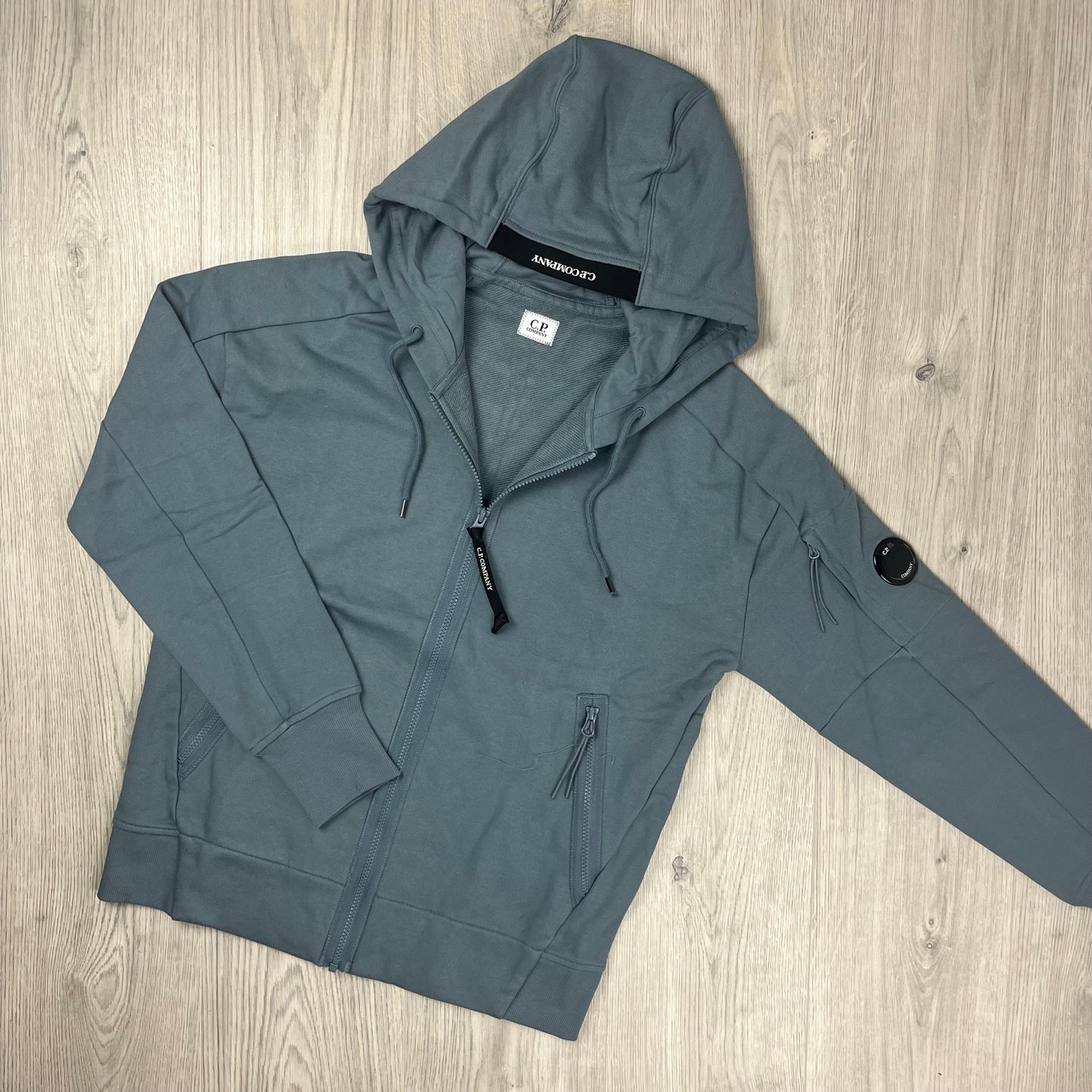CP Company Raised Fleece Zip Hoodie - Stormy