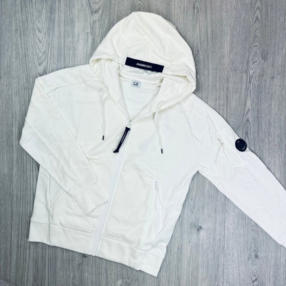 CP Company Raised Fleece Zip Hoodie - White